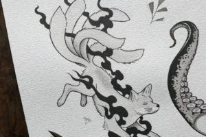 nico-tatuto-japanese-flash-sheet-tatoueur-japonais-bordeaux-tatouage-renard-queues-kitsune-pieuvre-tentacule-black-noir-et-gris