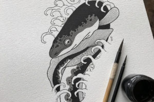 nico-tatuto-anguille-japonaise-tatoueur-bordeaux-bastide-blackwork-japanese-tattoo-flash-sea-eel