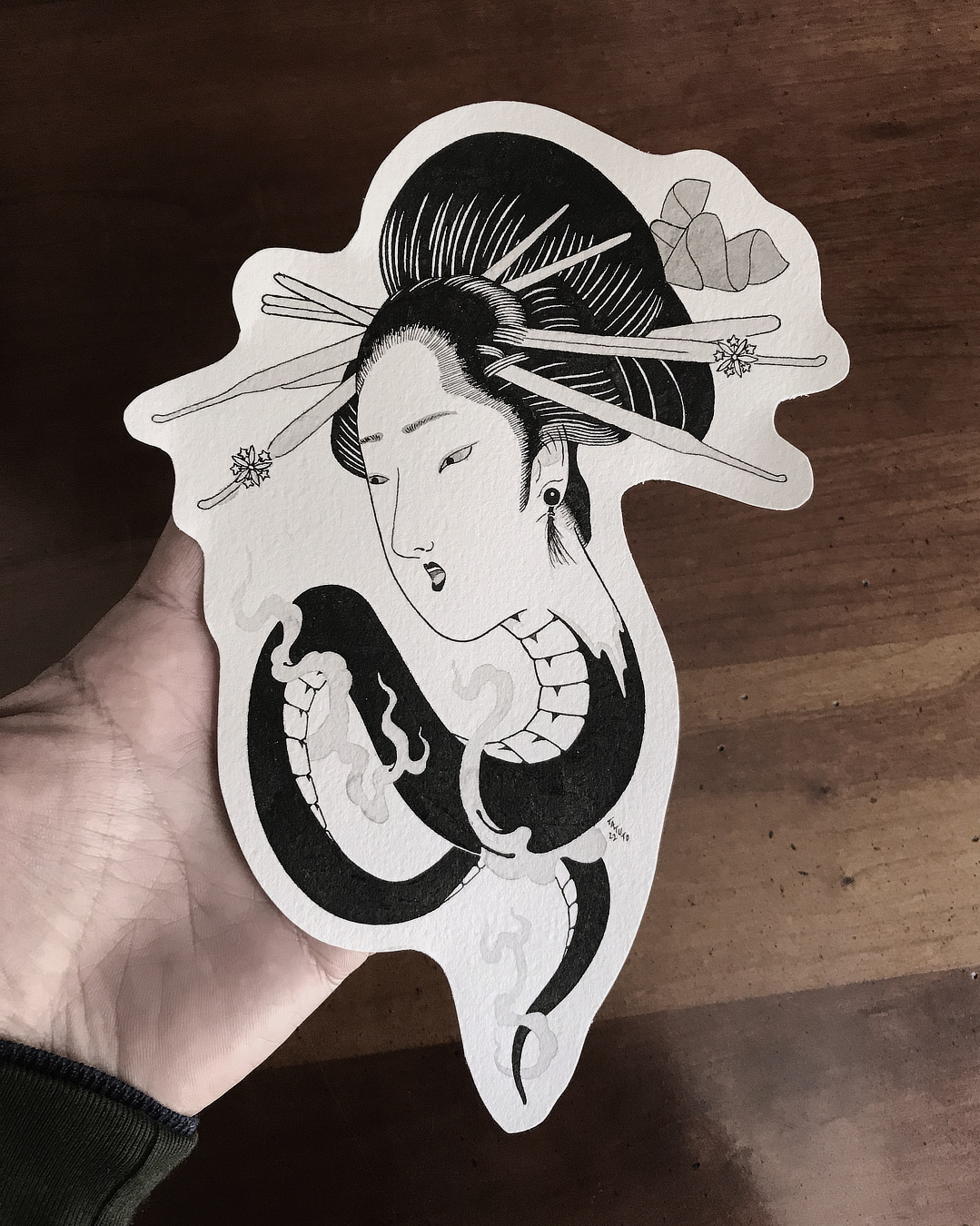 nico-tatuto-tatoueur-japonais-bordeaux-geisha-tattoo-flash-blackwork-noir-le-placard-nure-onna-serpent-snake-femme-folklore-japanese-horror