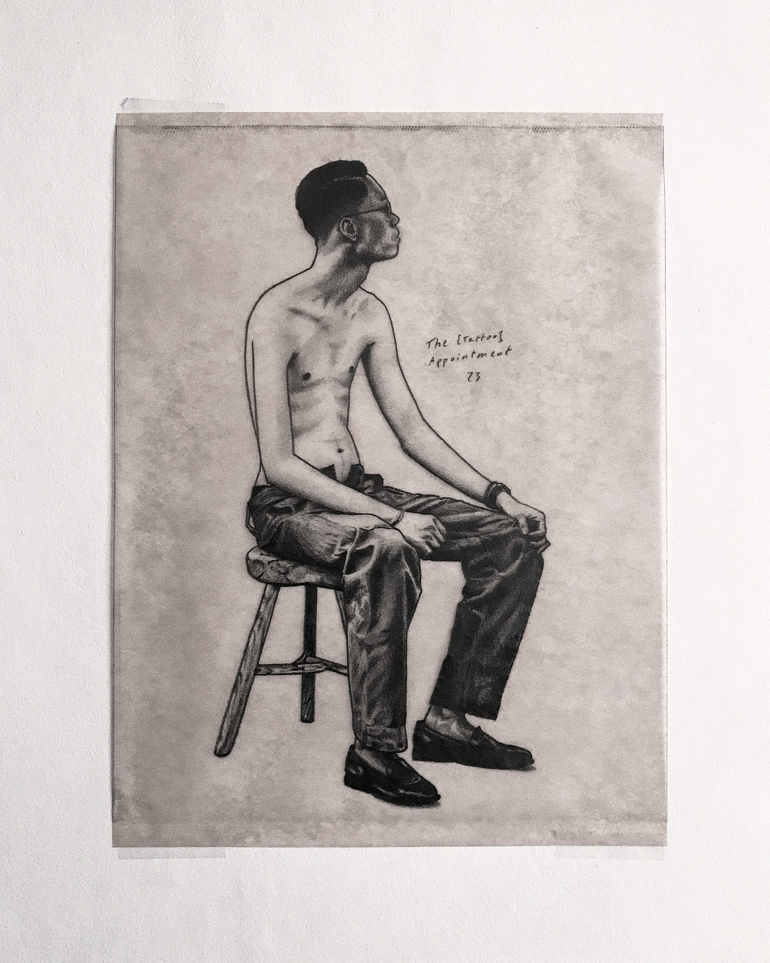 nico-tatuto-trillaud-the-tattoo-appointment-illustration-crayon-pencil-graphite-bordeaux-illustrateur-tatouage-figure-portrait-original-painting