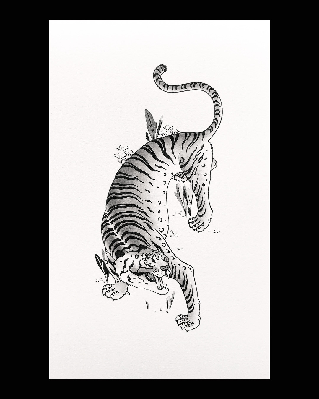 nico-tatuto-tatoueur-bordeaux-tattoo-flash-tigre-tiger-sumie-painting-india-ink-encre-de-chine-aerographe-airbrush-tatouage-traditionnel-japonais-chinois-black