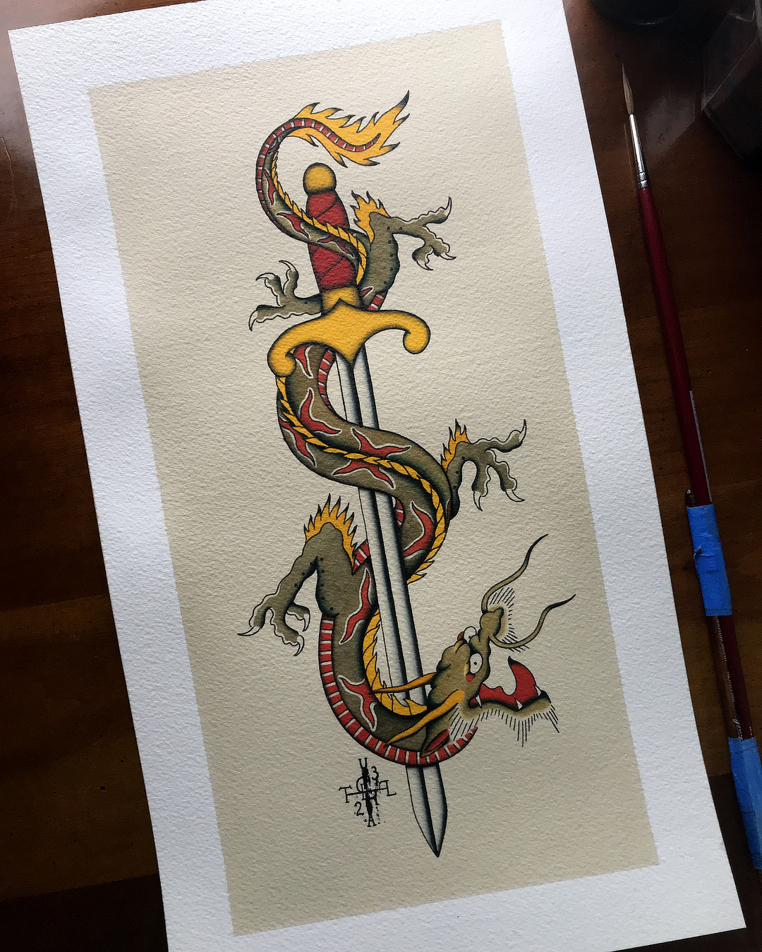 nicolas-trillaud-sword-dragon-george-burchett-traditional-tattoo-tatouage-traditionnel-flash-oldschool-classic-tattooing-bordeaux-gironde-france-3