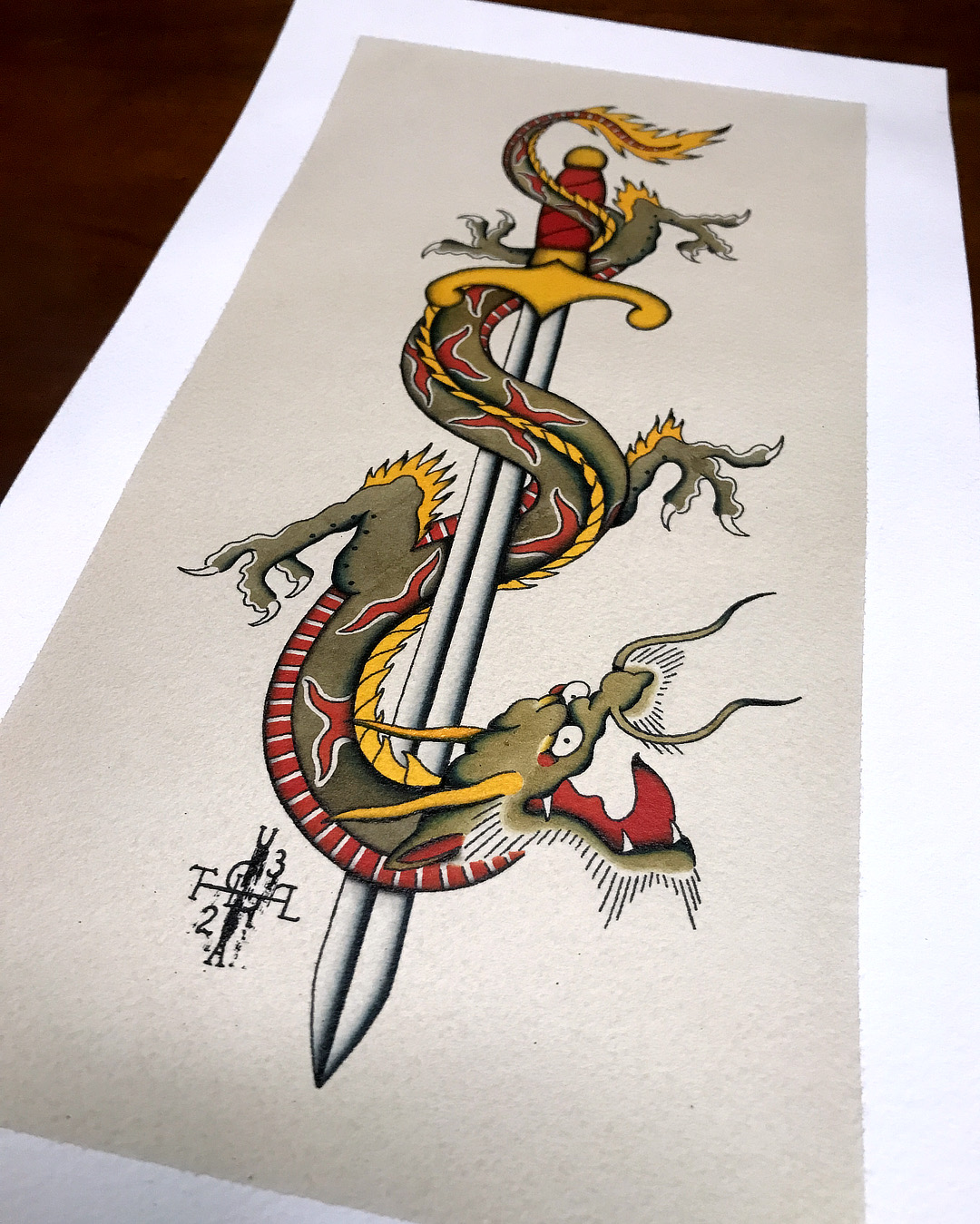 nicolas-trillaud-sword-dragon-george-burchett-traditional-tattoo-tatouage-traditionnel-flash-oldschool-classic-tattooing-bordeaux-gironde-france