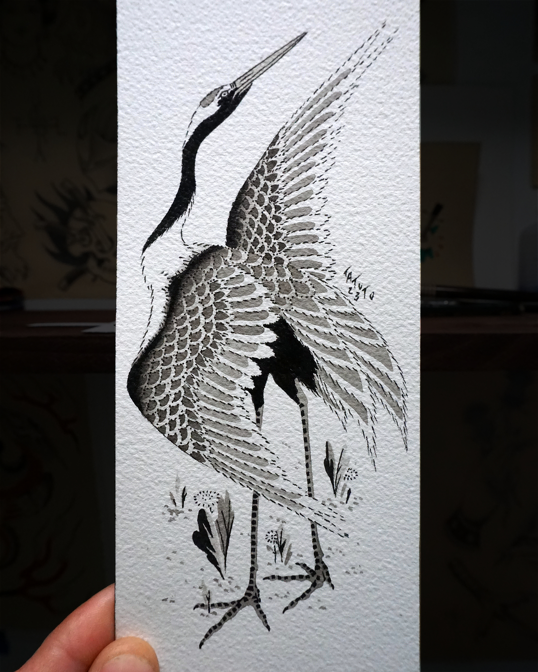 nicolas-tatuto-trillaud-japanese-tattoo-grue-crane-ukiyoe-traditionnal-oldschool-ink-painting-tatouage-flash-bordeaux-france-bird-oiseau-wildlife-flowers-front-view