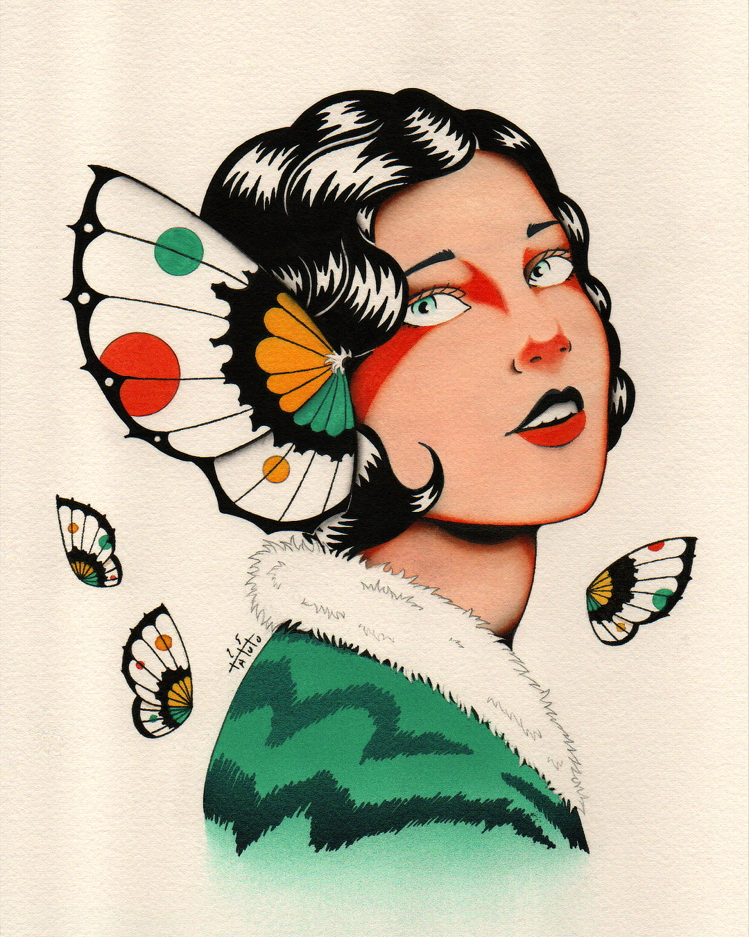 nico-tatuto-tatoueur-talence-neotrad-bordeaux-butterfly-painting-trad-oldschool-20s-portrait-illustration-2025