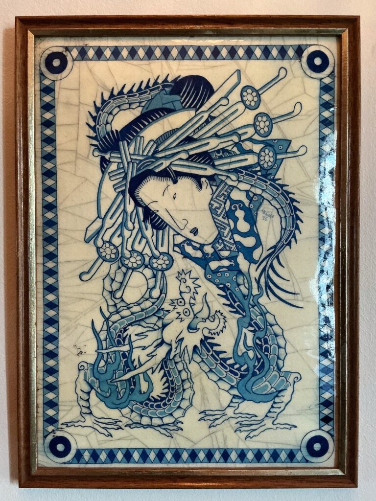 GEISHA DRAGON CRACKED - PEINTURE ORIGINALE